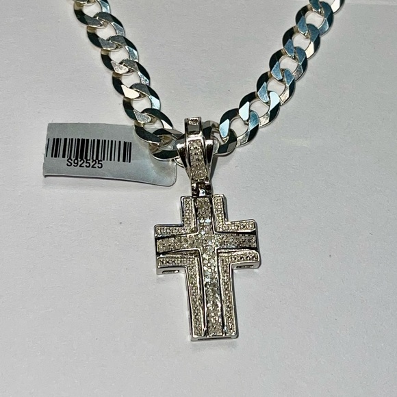 Real diamond cross pendant, NOT CZ NOT MOISSANITE best gift for men real diamond - Picture 6 of 8